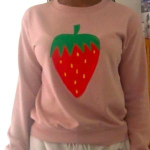 Pink strawberry crewneck